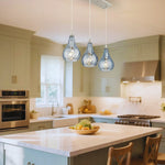 2 Pack kitchen island metal glass pendant light white blue farmhouse lighting