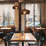 Round kitchen island metal wood hanging pendant light black coffee chandelier