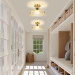 1-light led light glass metal flush mount ceiling fixture gold ceiling lamp