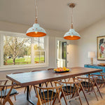 11.3in Dimmable kitchen lighting metal pendant light teal green farmhouse chandelier