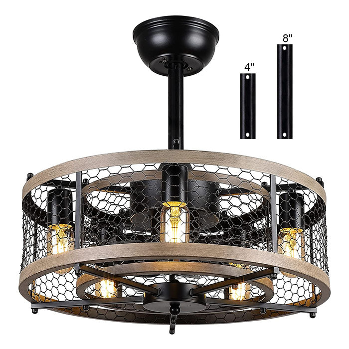 5 light cage ceiling fan with light remote contral farmhouse ceiling fan lamp