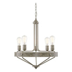 5 light farmhouse chandelier industrial nickel hanging pendant