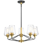 5 light modern glass chandelier industrial ceiling hanging pendant light fixture with black and gold finish