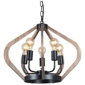 5 light rust chandelier farmhouse wood lantern pendant lighting fixture