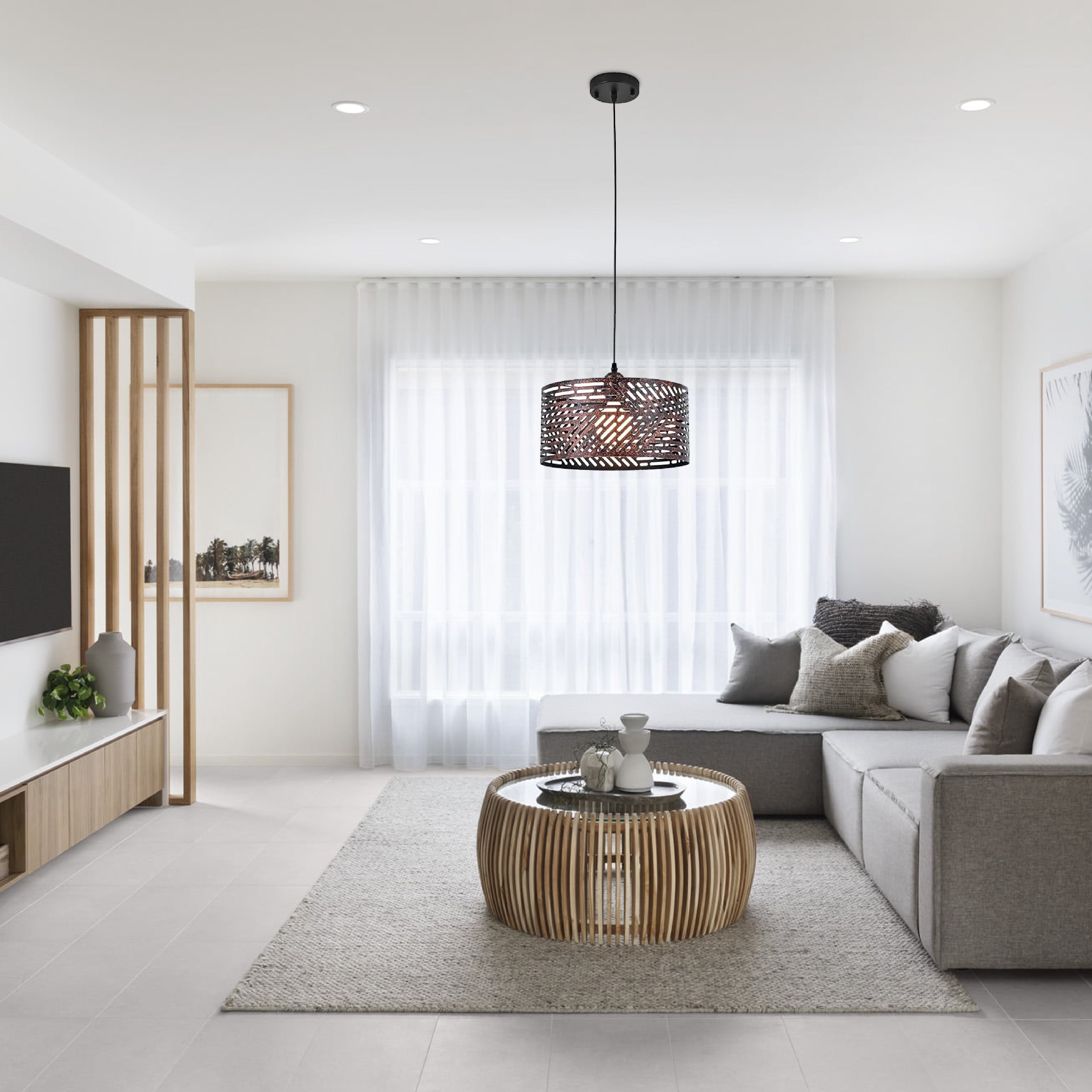 1-Light modern island lights brown pendant light iron hanging lamp