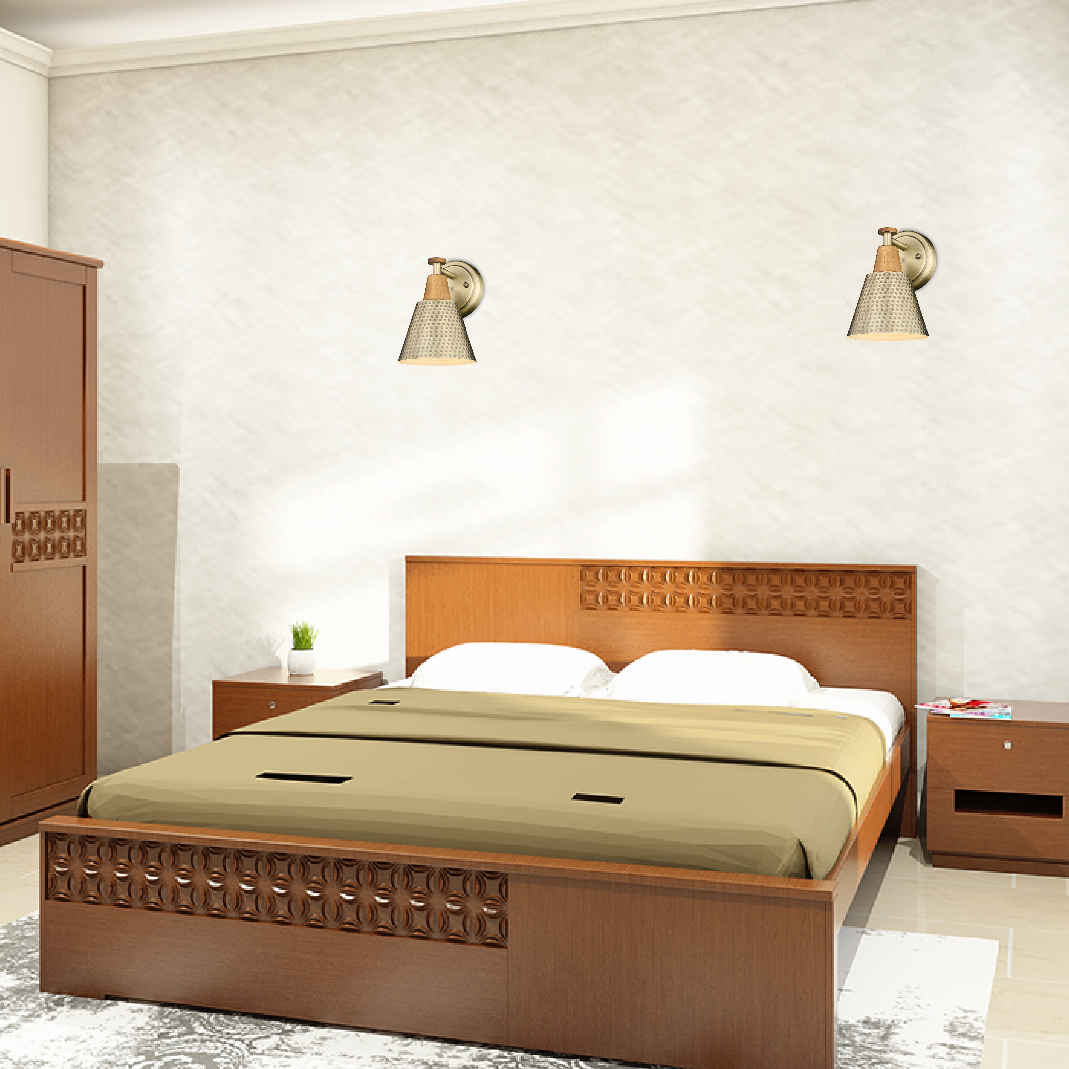 1-Light vintage bathroom light gold and walnut sconce light fixture brass and wood wall light
