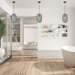 Adjustable height light fixture black pendant light glass hanging light