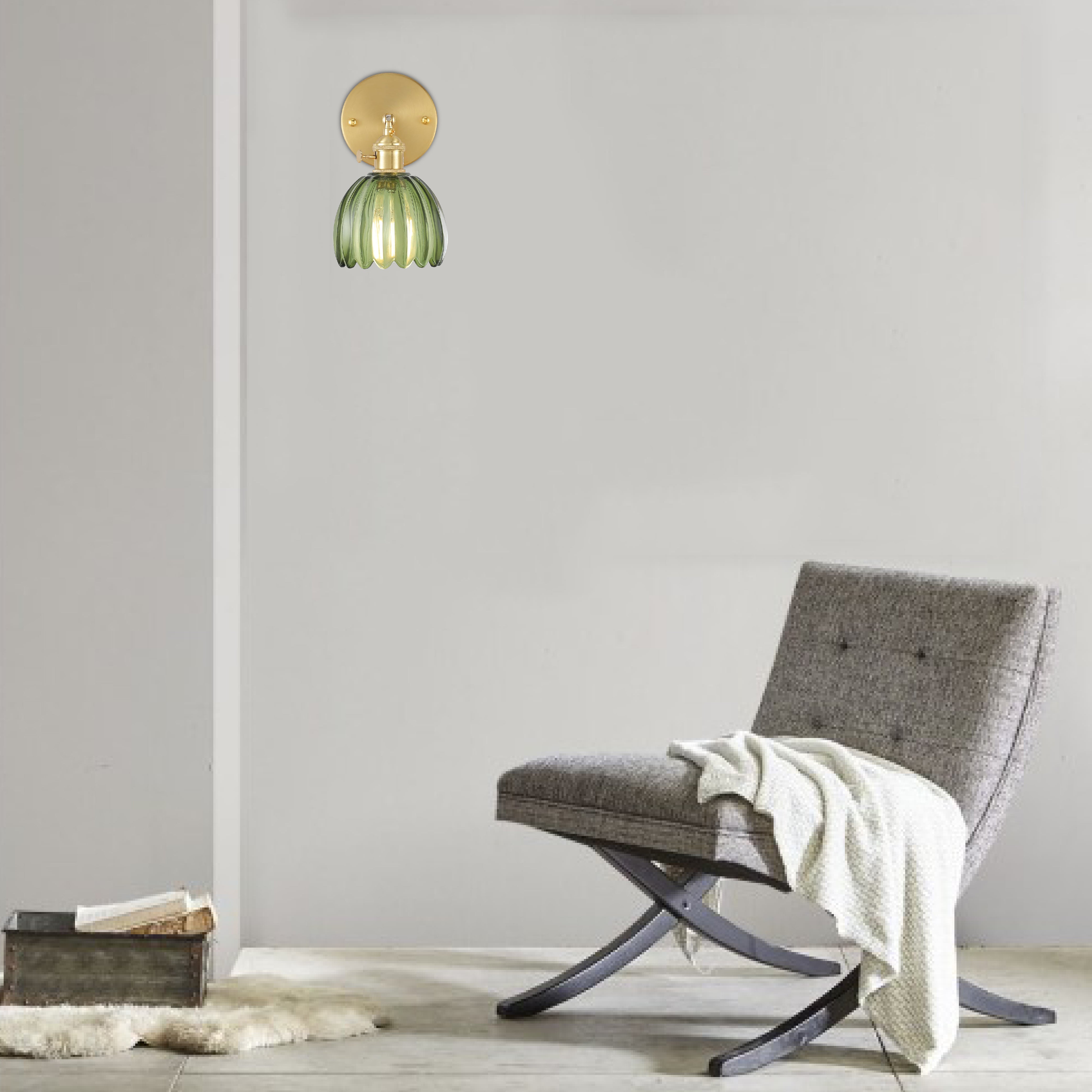 180 degree stand vintage bedroom light gold and green fixture light brass and glass wall light