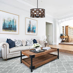5-Light modern dining lights black and walnut hanging light iron pendant lighting