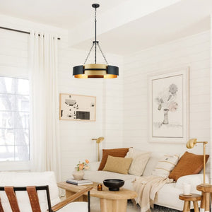 5-Light drum Industrial light fixture Black pendant lighting kitchen island hanging light