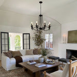 8-Light farmhouse light fixture black industrial pendant light candle kitchen light
