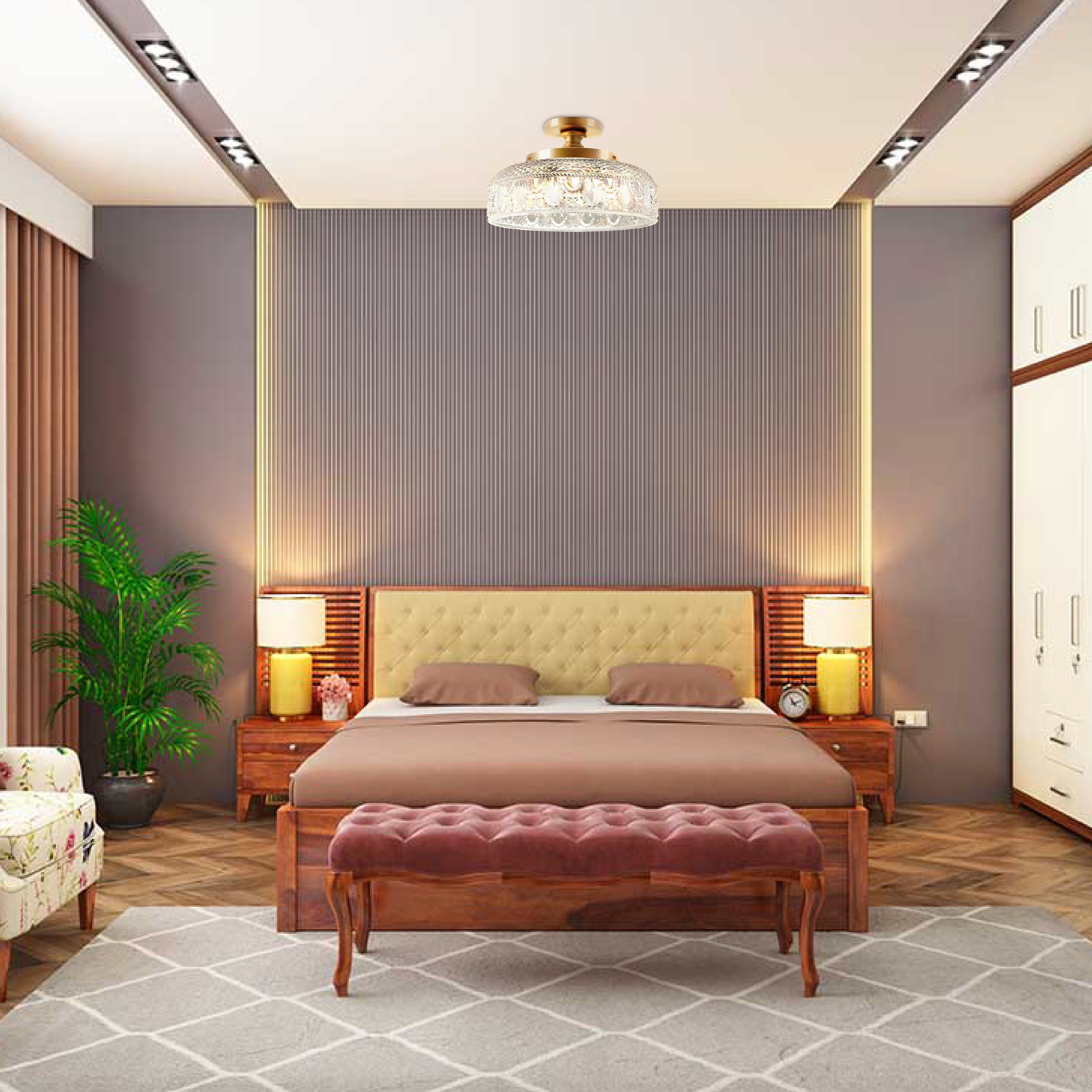 3-Bulb ceiling light gold and clear light fixture aluminum and glass hallway light