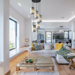 5-Light modern pendant lighting black and transparent hanging lighting crystal island lights