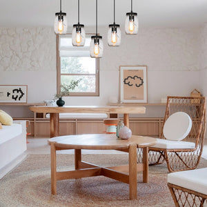 5-Light farmhouse lightning fixture black kitchen lighting glass and metal pendant lights