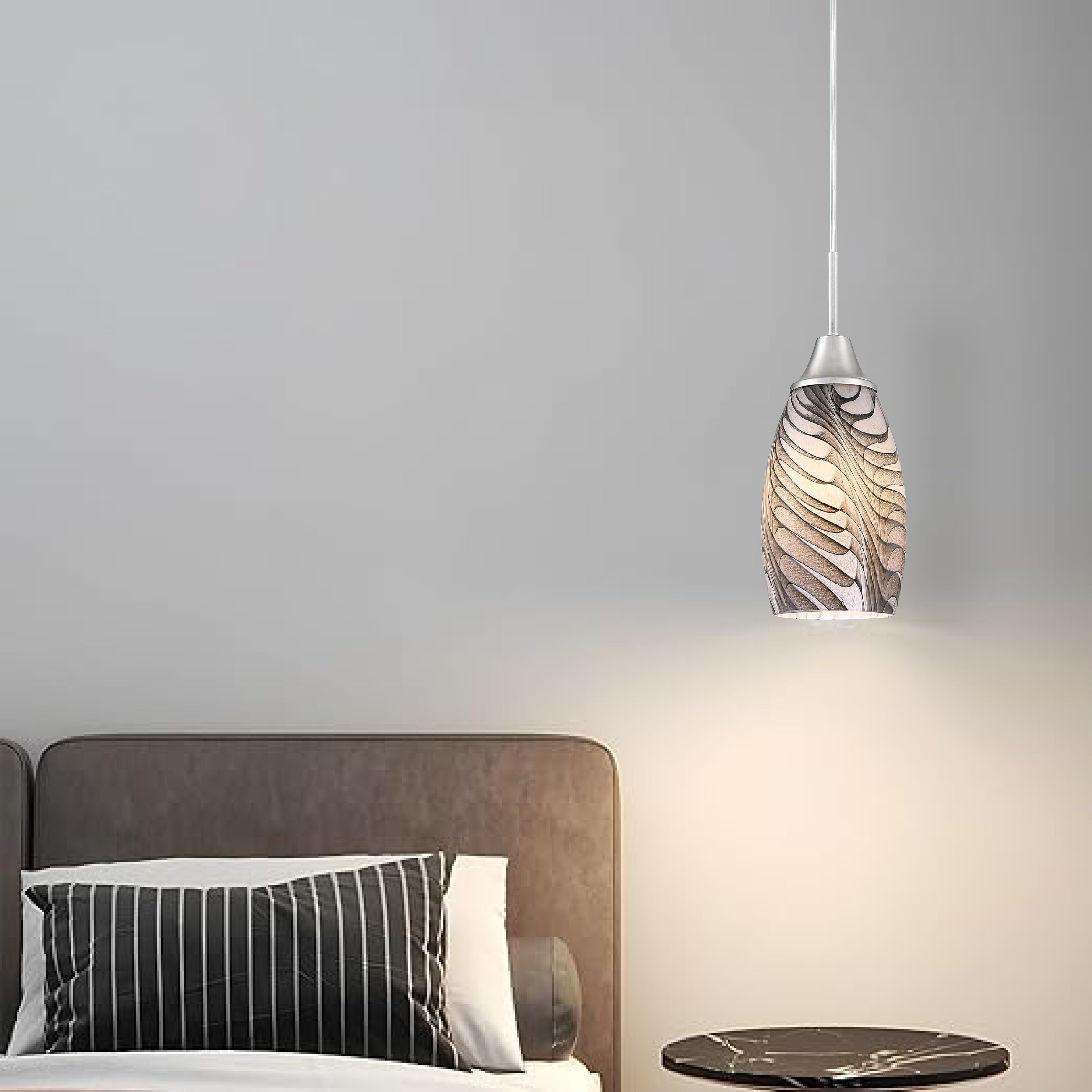 1-Pack adjustable cord hanging light black and gray pendant light glass kitchen light