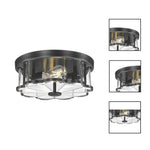 12” Light bulbs black, flower ceiling light glass, metal kitchen light