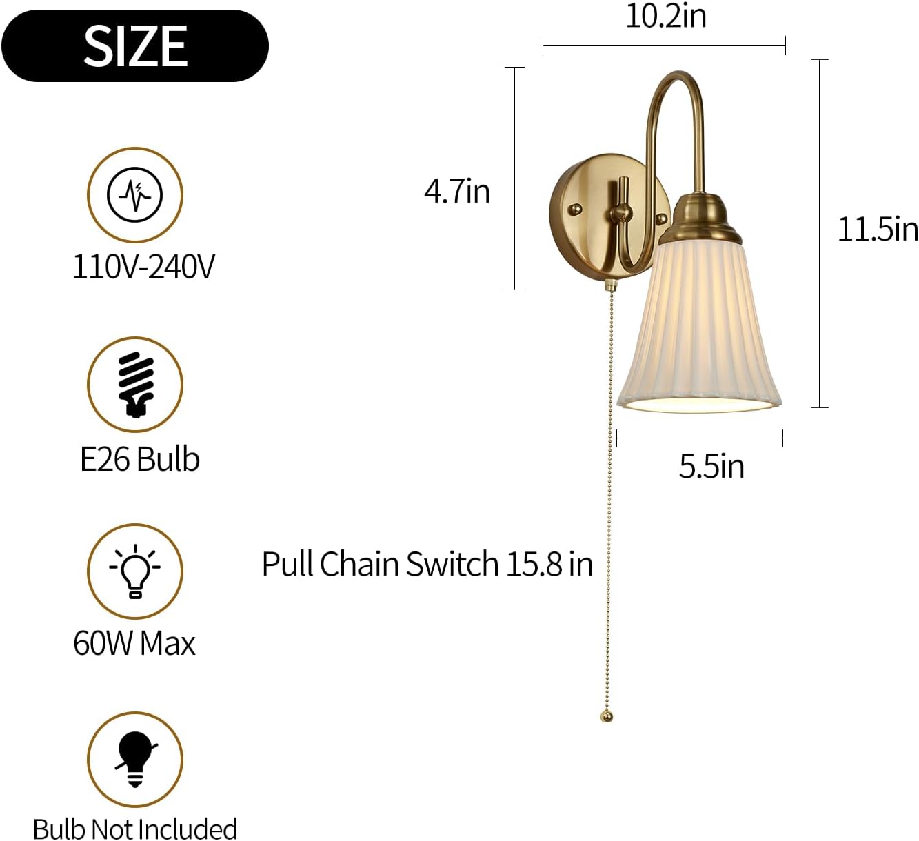 2 pack wall light brass kitchen light ceramic,metal bedroom light