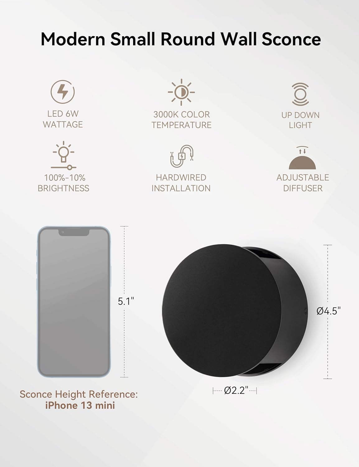 Led wall light black hallway light plastic mount light