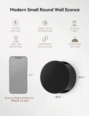 Led wall light black hallway light plastic mount light