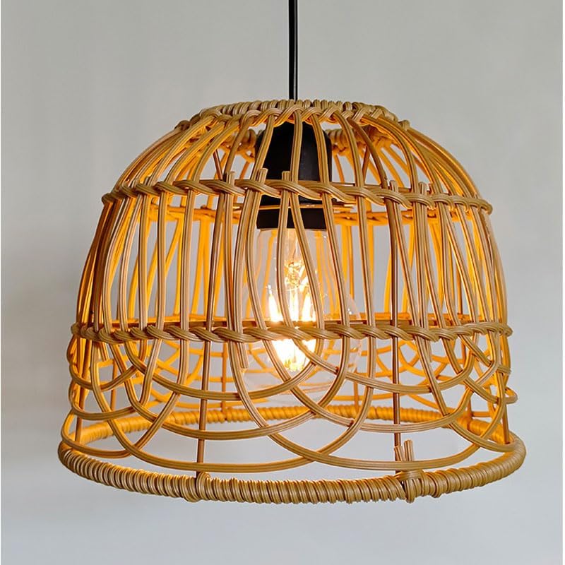 Handmade chandelier light brown pendant light bamboo rattan, polyvinyl chloride patio light