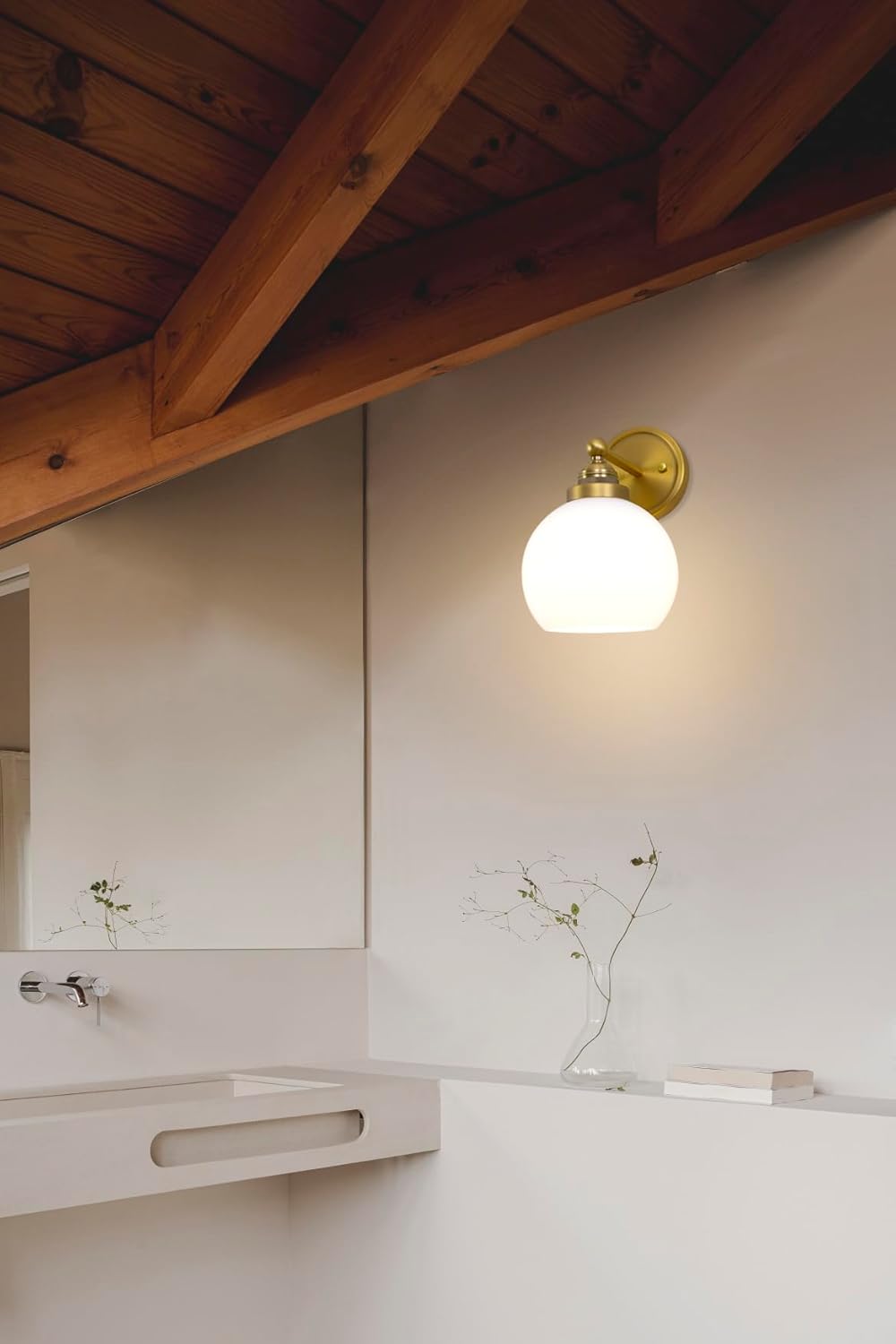 Modern mounted light antique brass vanity light glass, metal wall light
