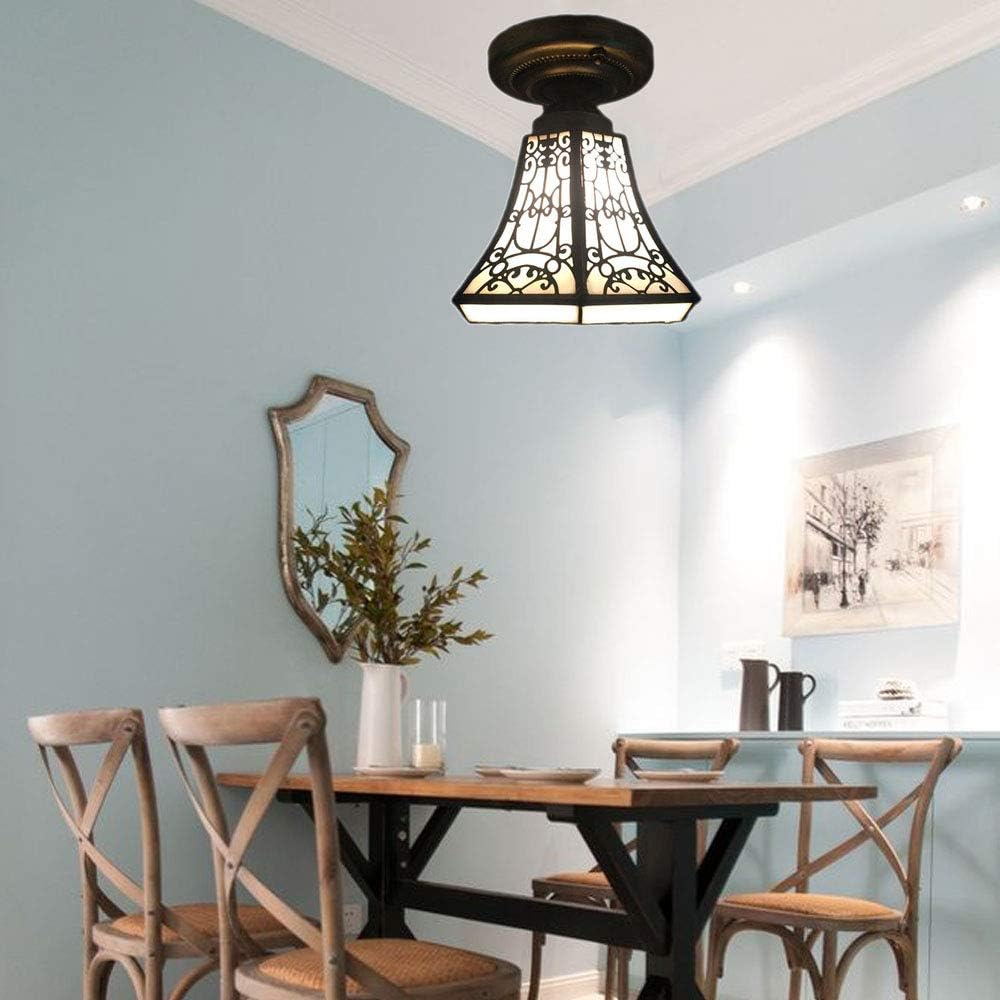 1 light ceiling light brown pendant light metal + art glass hallway light