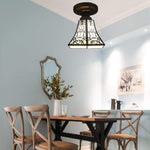 1 light ceiling light brown pendant light metal + art glass hallway light