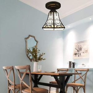 1 light ceiling light brown pendant light metal + art glass hallway light