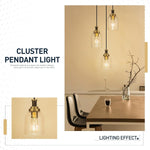 3-light pendant light black & gold hanging lamp glass, metal corridor light