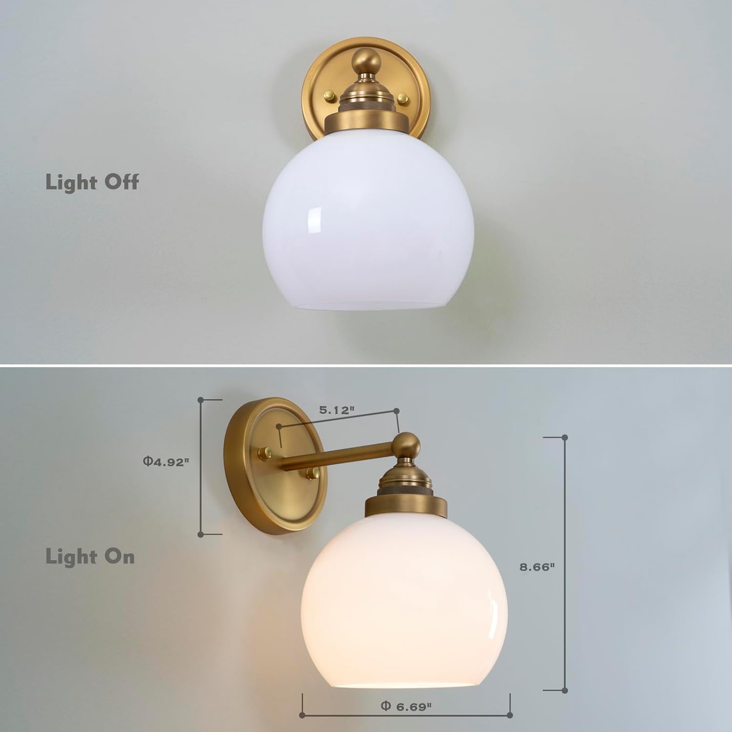 Modern mounted light antique brass vanity light glass, metal wall light