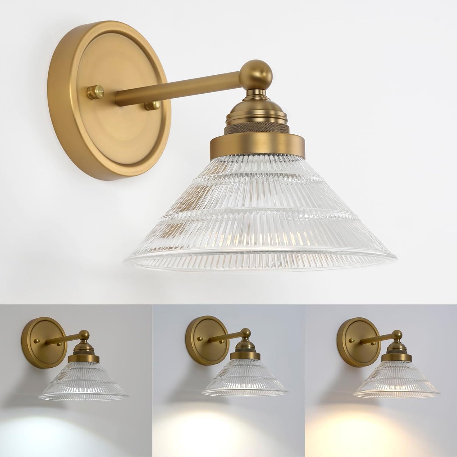 Remote control porch light antique brass wall light glass, metal vanity light