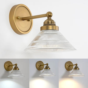 Remote control porch light antique brass wall light glass, metal vanity light