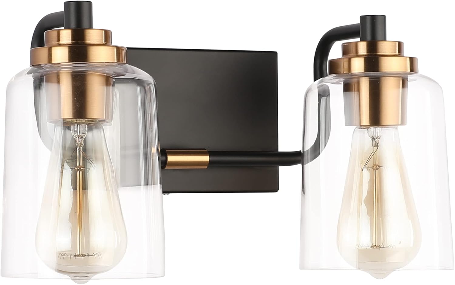 2 lights vanity light black fixtures light glass, metal wall light
