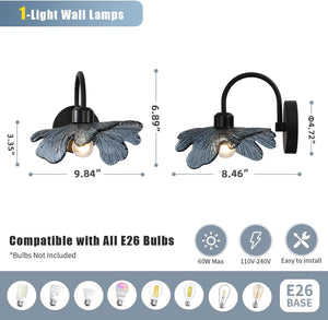 1-light vanity light blue bedroom light glass, metal wall light