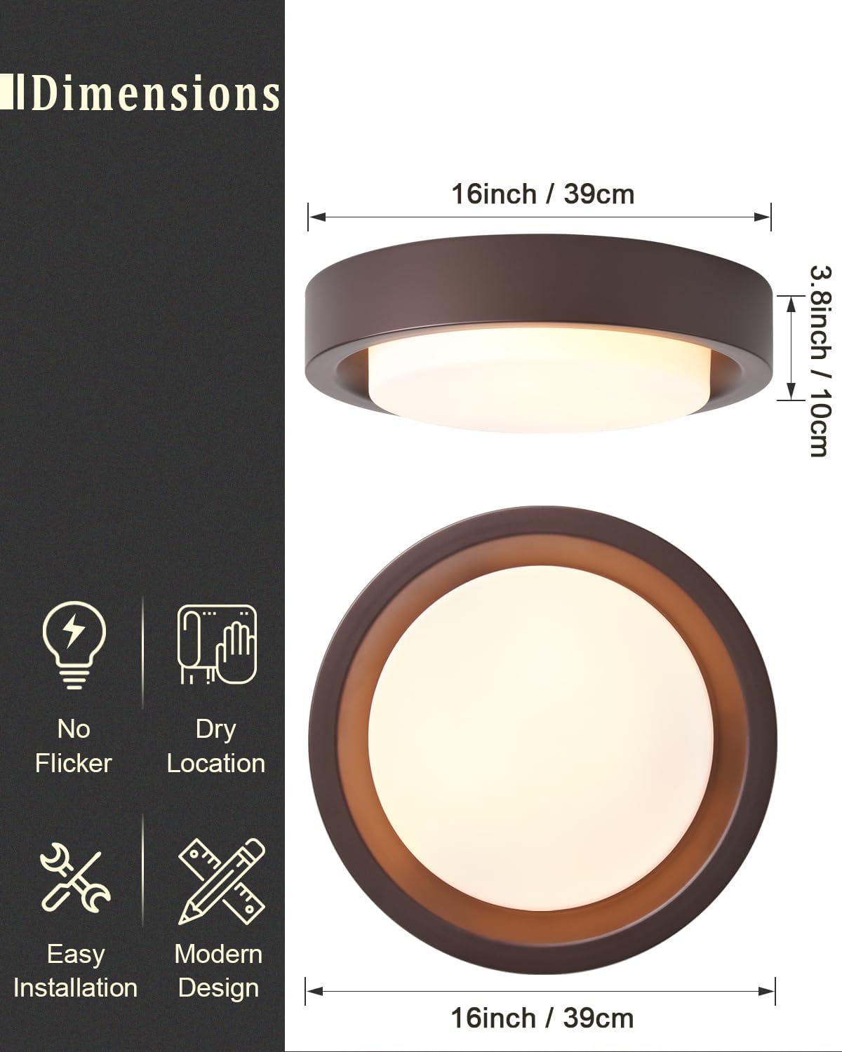 16 inch ceiling light bronze kitchen light metal, glass bedroom light