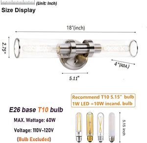 2 light vanity light nickel hallway light glass, metal wall light