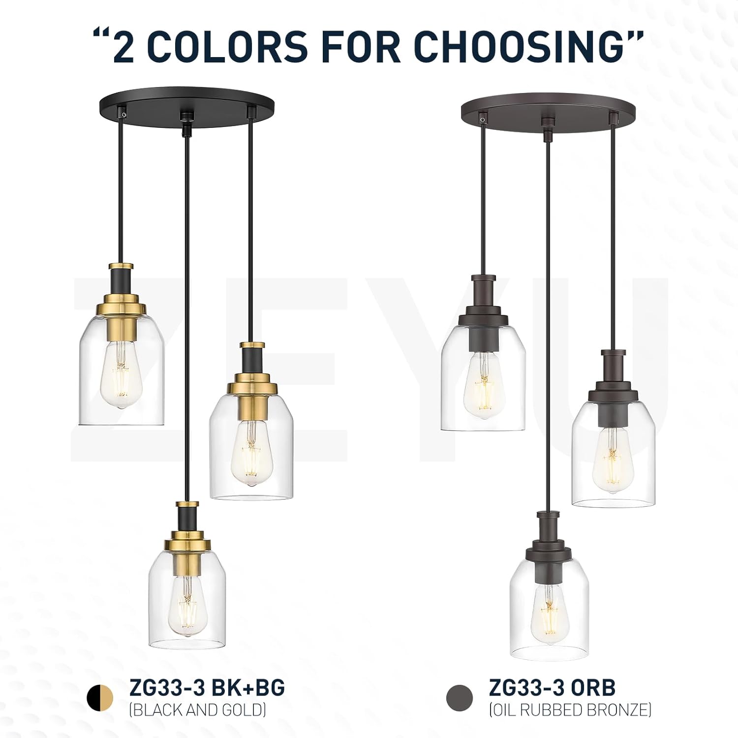 3-light pendant light black & gold hanging lamp glass, metal corridor light