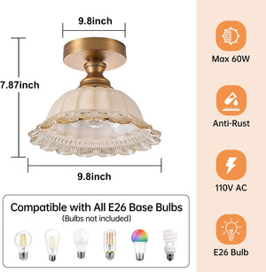 1 light ceiling light brass, glass fixture light metal ‎living room light