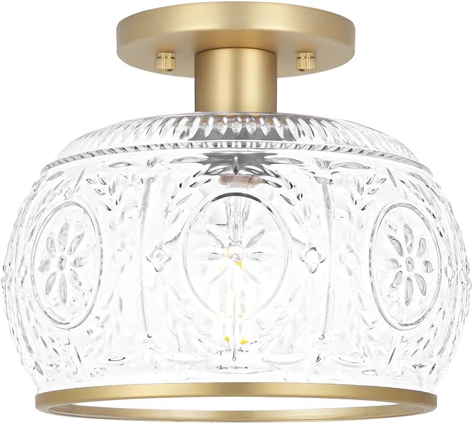 Vintage flush mount light gold hallway light metal bathroom lights
