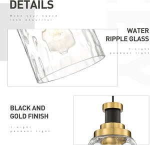2 pack hanging light black & gold hallway light  glass metal pendant light