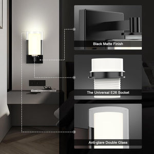 2 modern wall light black vanity lights glass bathroom light