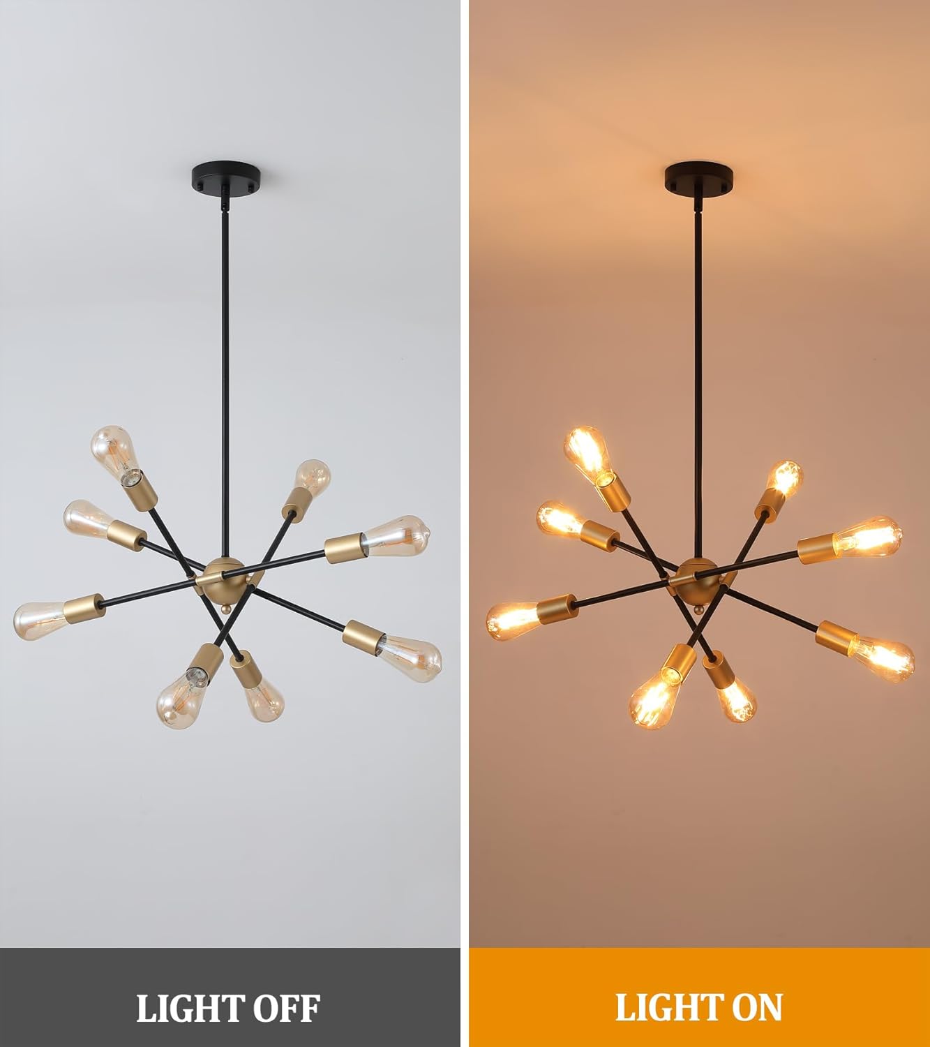 8 lights pendant light black and gold entryway light iron sputnik light