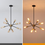 8 lights pendant light black and gold entryway light iron sputnik light