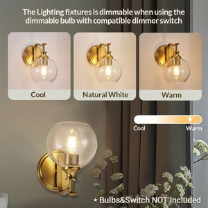 1-light bathroom light gold moun light metal wall light