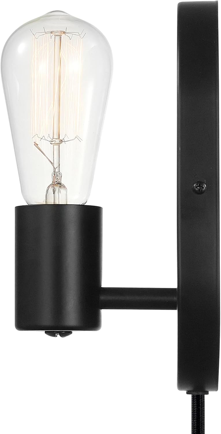 1-light wall sconce light matte black bedroom light metal mounting light