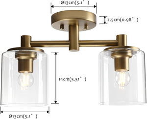 2-light flush mount light antique pendant light glass, metal chandelier lamp