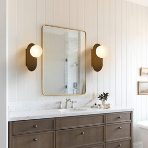 Set of 2 vanity light black mount light glass, metal wall light