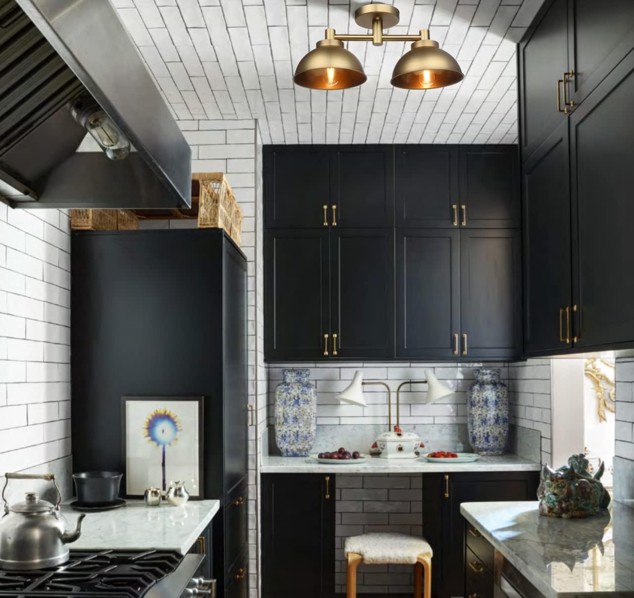 2 lights ceiling light brass mounted light metal kitchen light