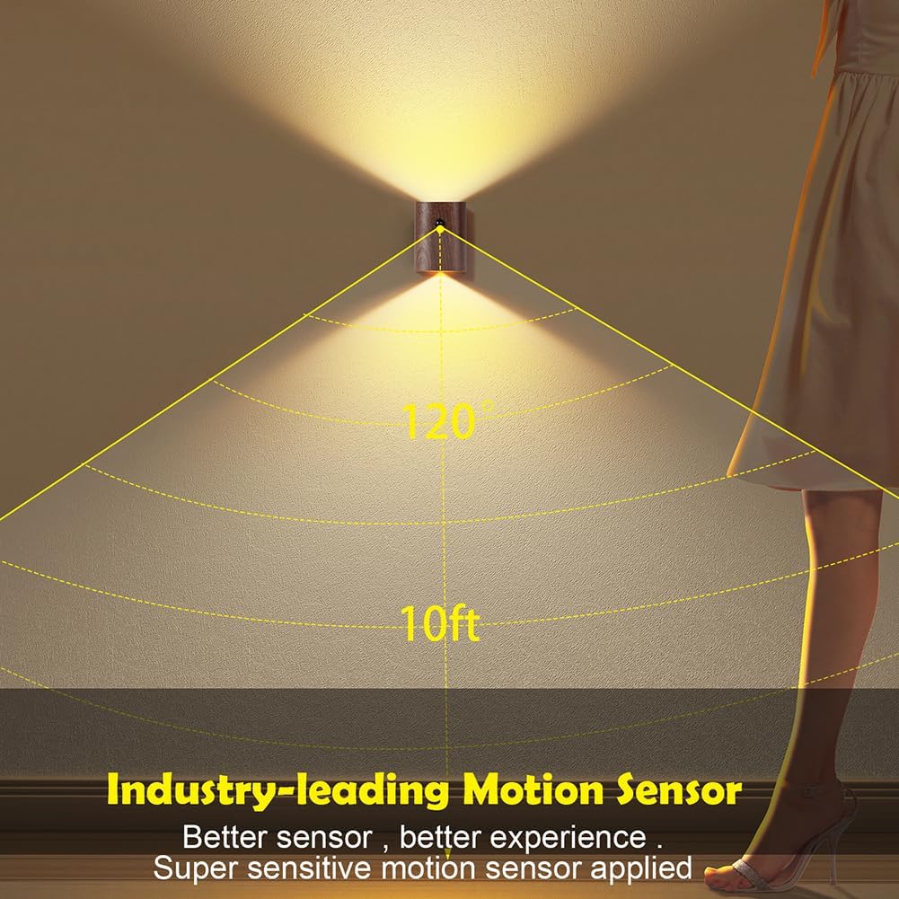 Led stairs night light walnut wall lights plastic motion sensor light
