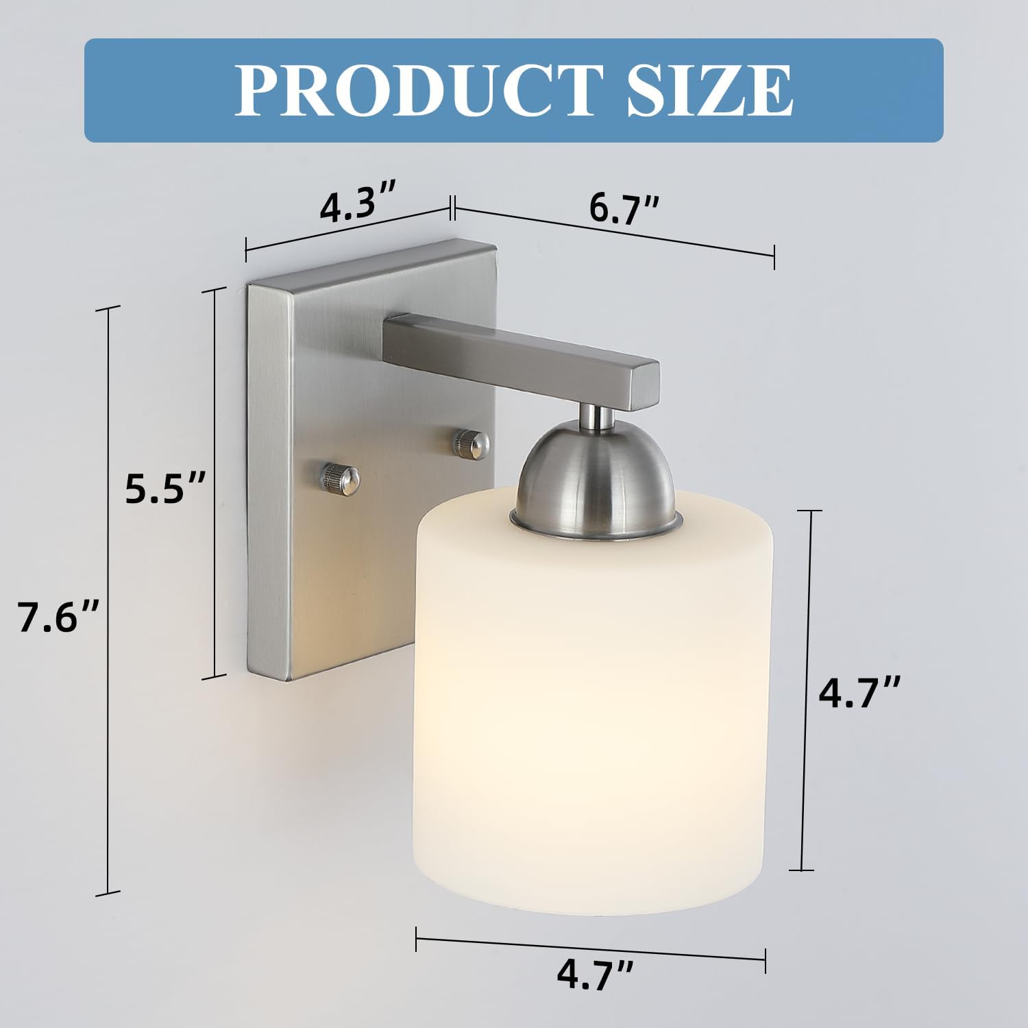 1-light entryway light nickel vanity light glass, metal wall light